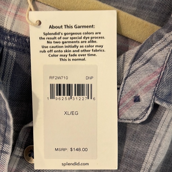 Splendid Summer Plaid Button Down Western NWT - Picture 6 of 6